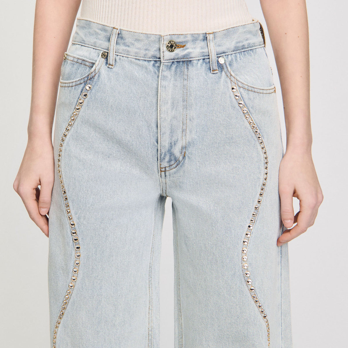 Jeans with rhinestone stripes | Sandro