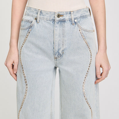 Jeans with rhinestone stripes | Sandro