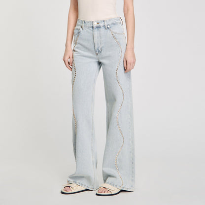 Jeans with rhinestone stripes | Sandro
