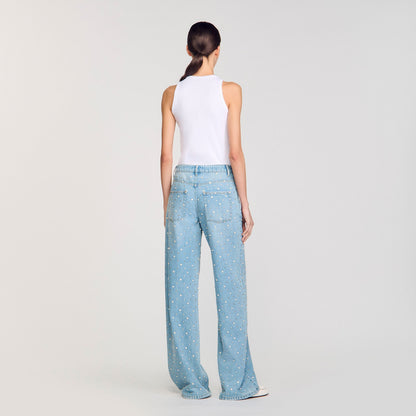 Rhinestone and beaded jeans | Sandro