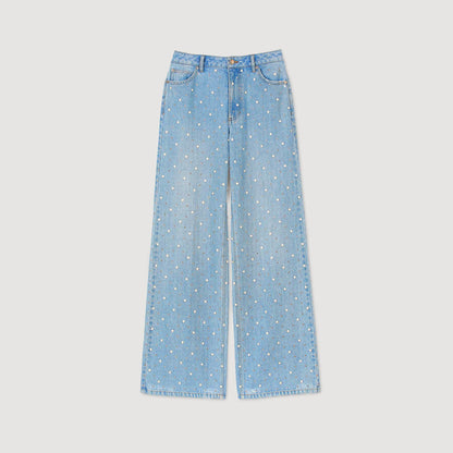 Rhinestone and beaded jeans | Sandro