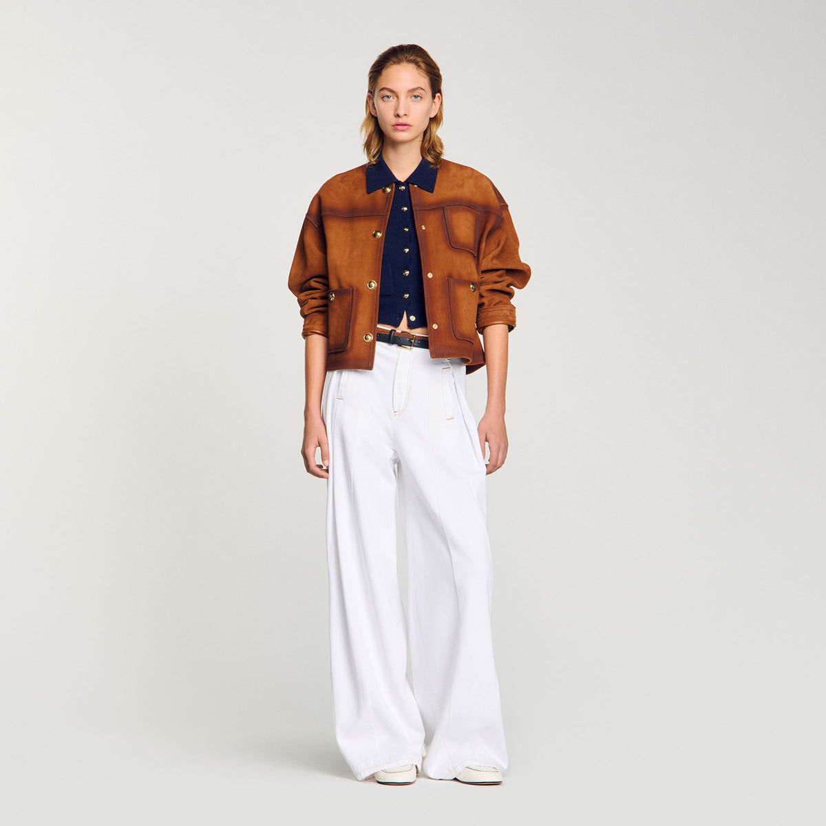 Topstitched wide-leg jeans | Sandro