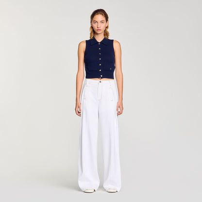 Topstitched wide-leg jeans | Sandro