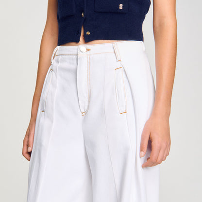 Topstitched wide-leg jeans | Sandro