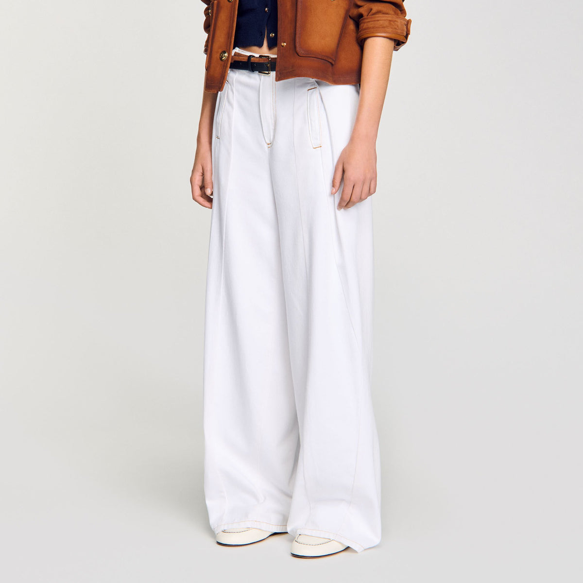 Topstitched wide-leg jeans | Sandro