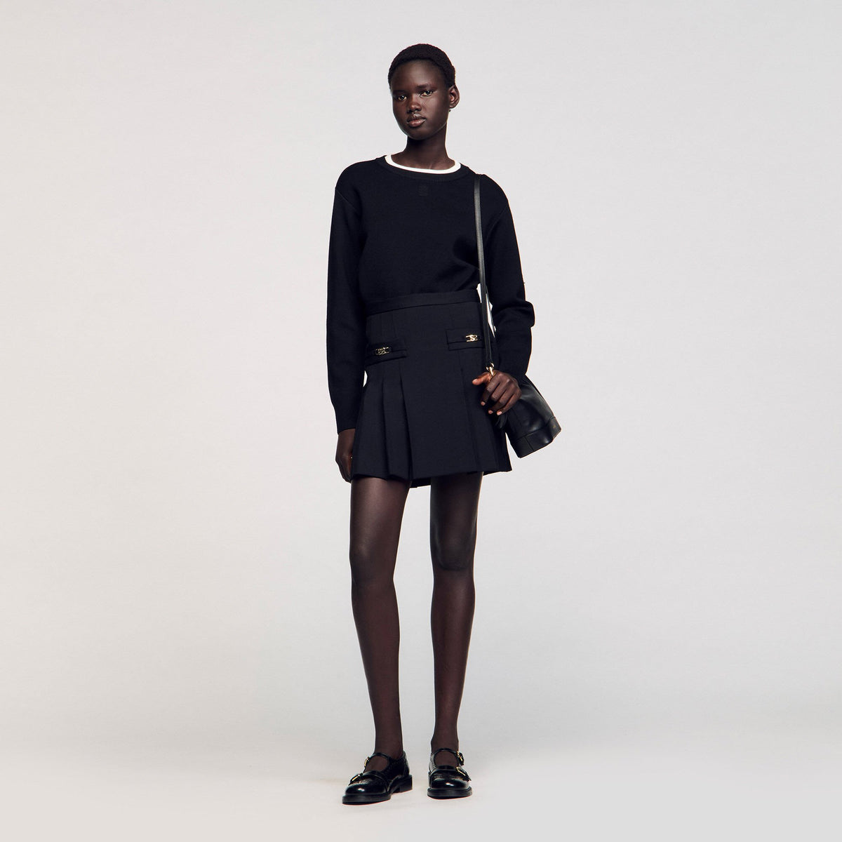 Mini skirt with stitched pleats | Sandro