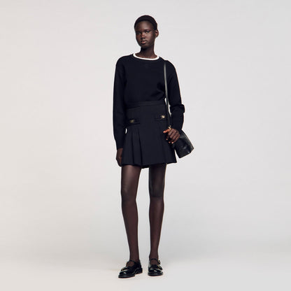 Mini skirt with stitched pleats | Sandro