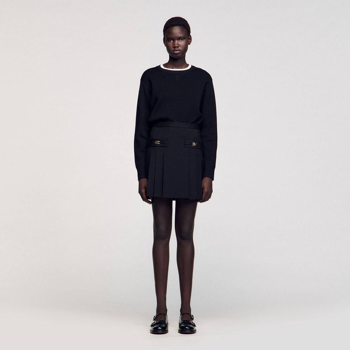 Mini skirt with stitched pleats | Sandro
