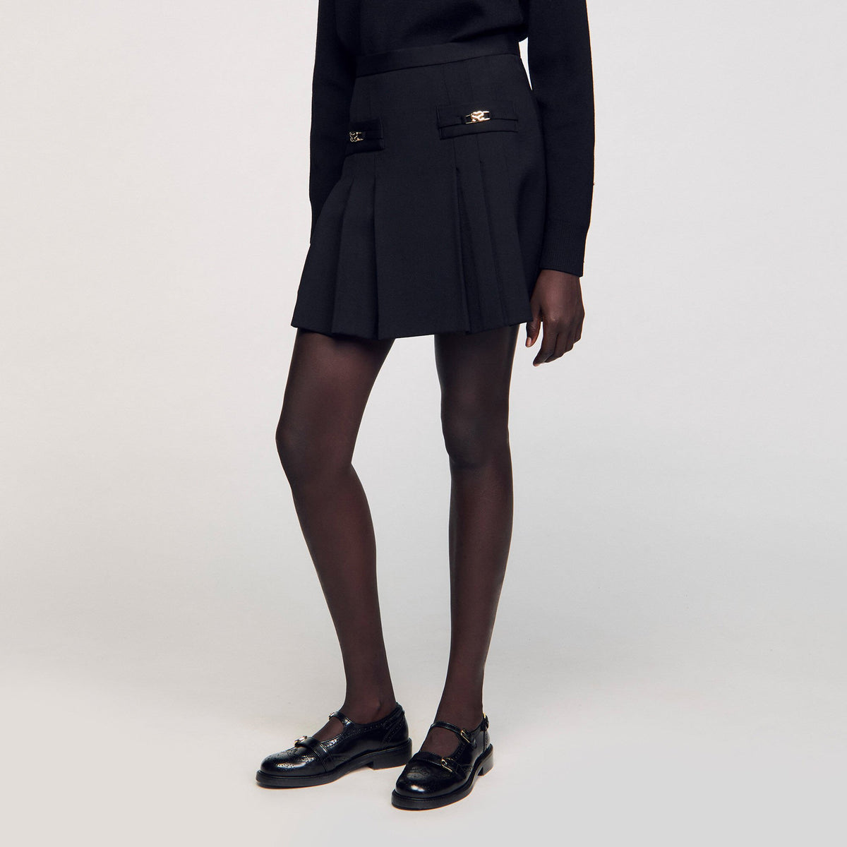 Mini skirt with stitched pleats | Sandro