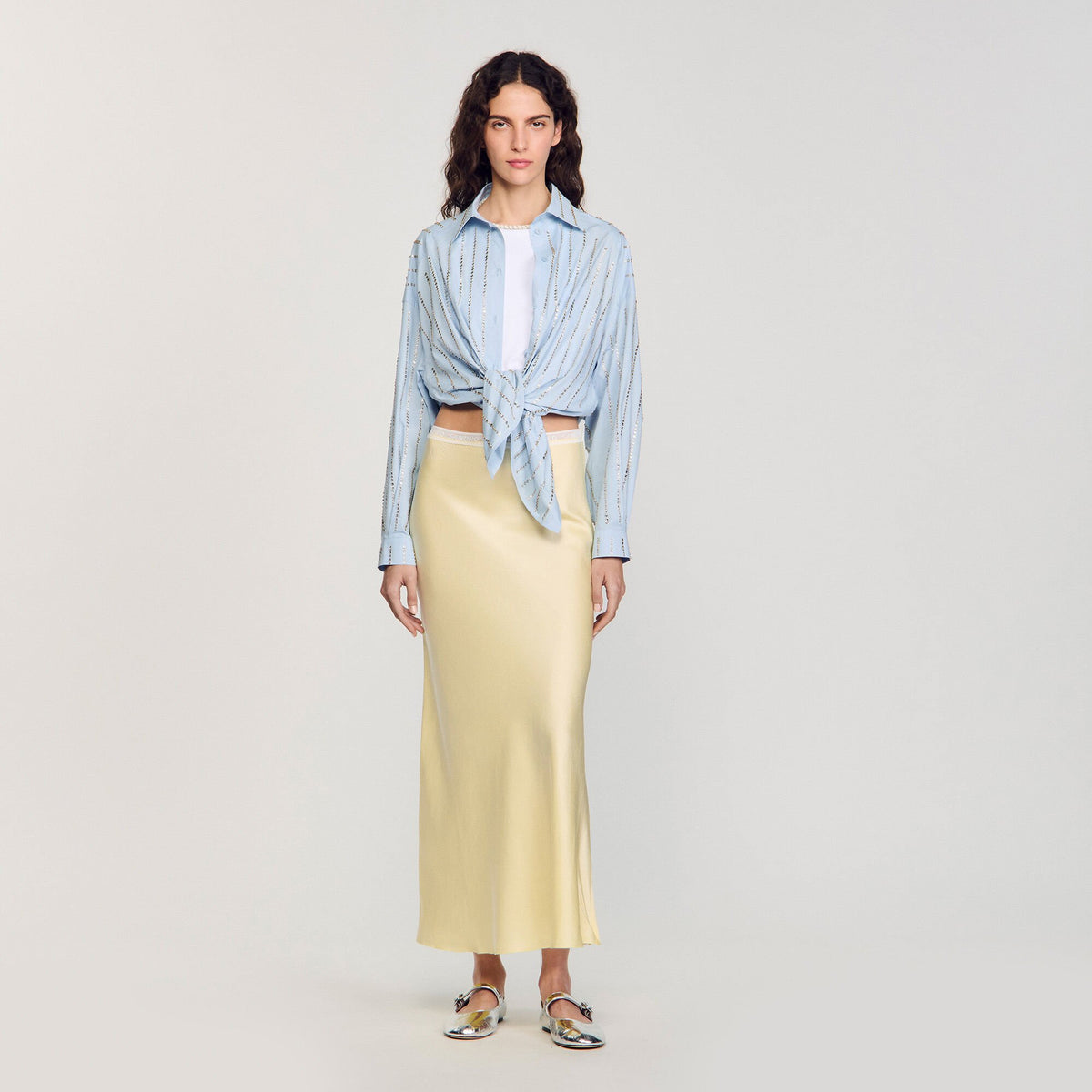 Maxi satin-effect skirt | Sandro
