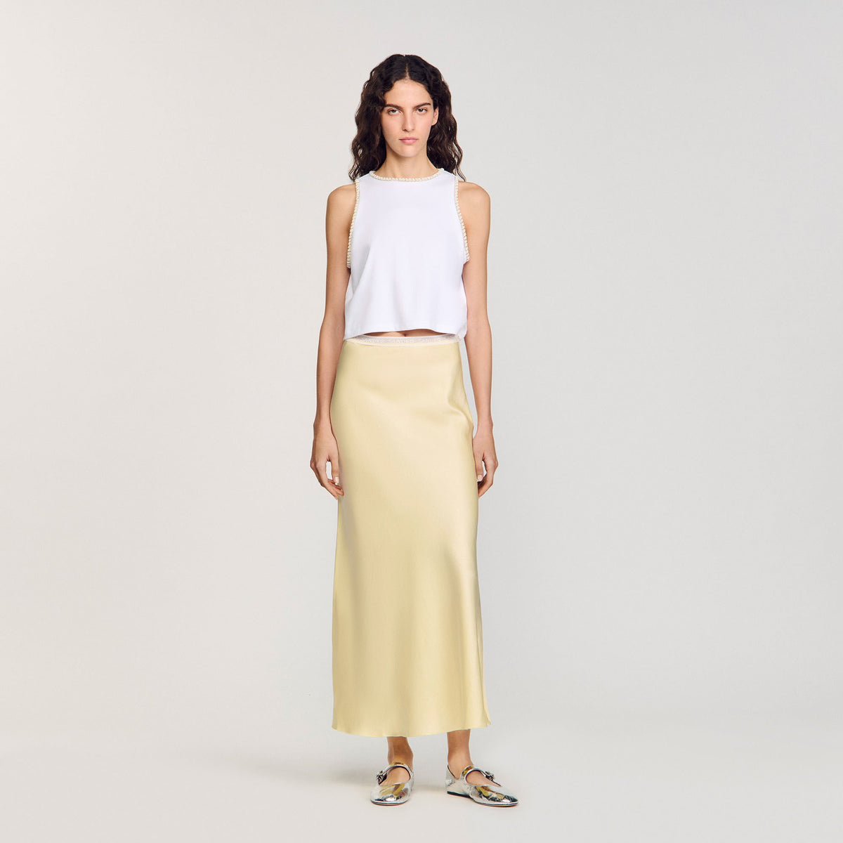 Maxi satin-effect skirt | Sandro