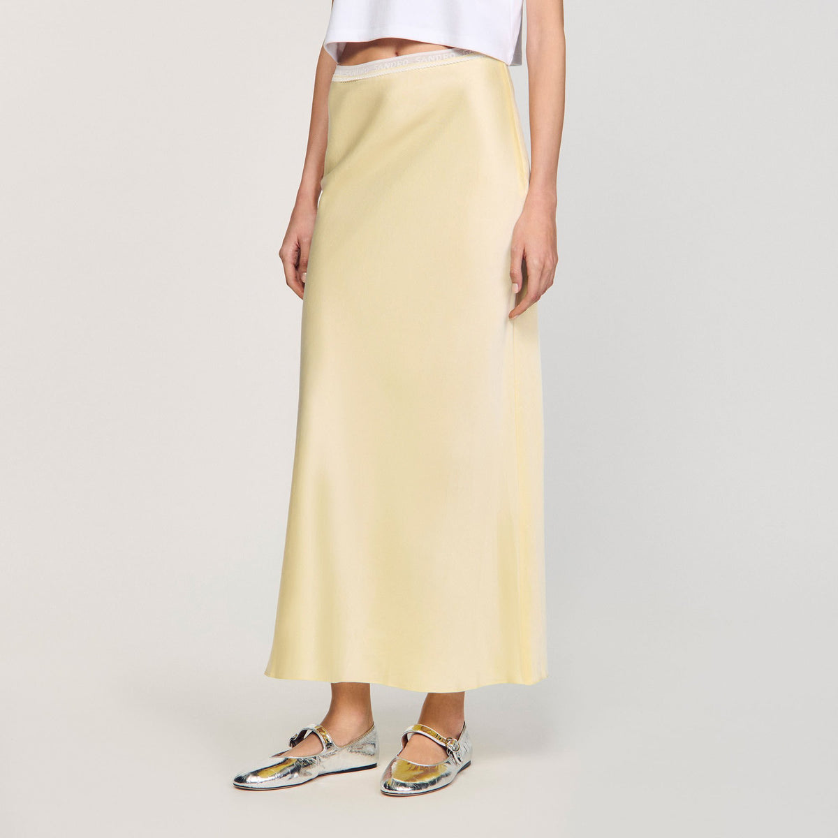 Maxi satin-effect skirt | Sandro