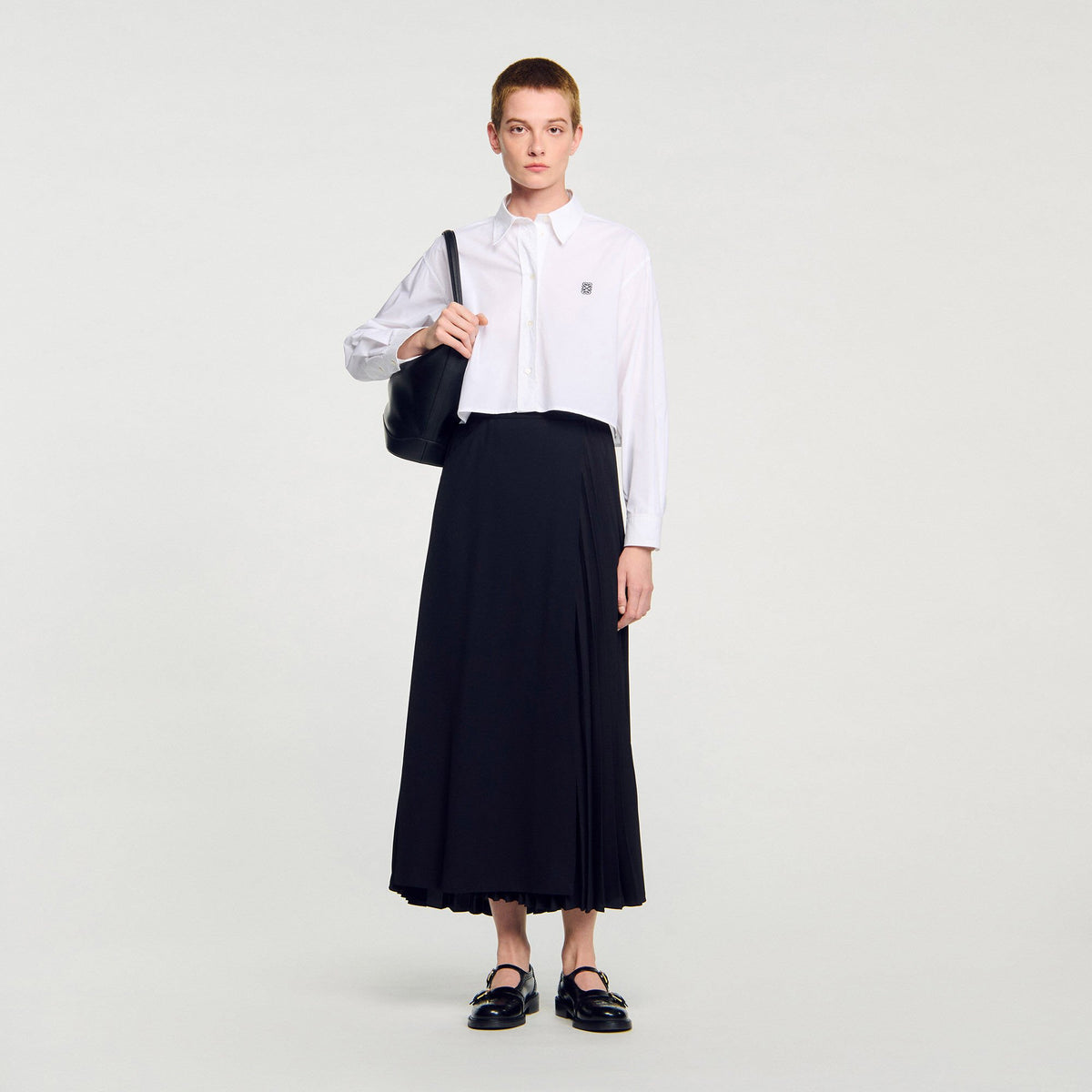 Curb chain buckle pleated skirt | Sandro