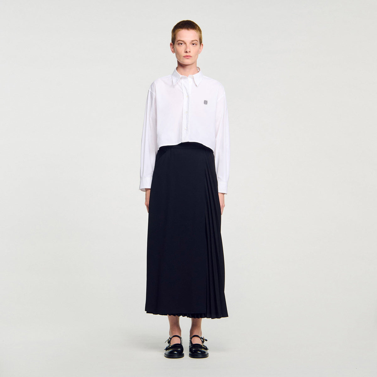 Curb chain buckle pleated skirt | Sandro