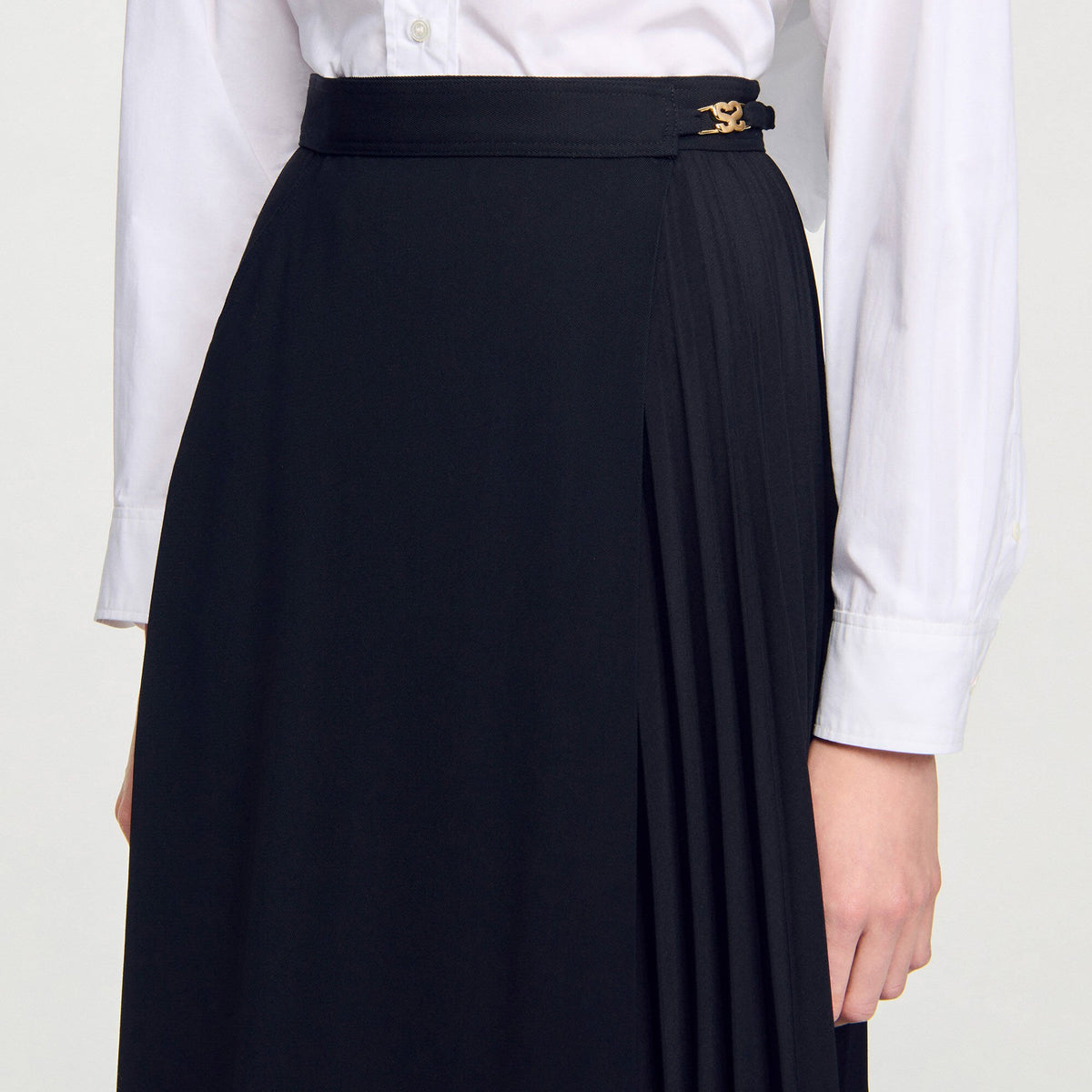 Curb chain buckle pleated skirt | Sandro