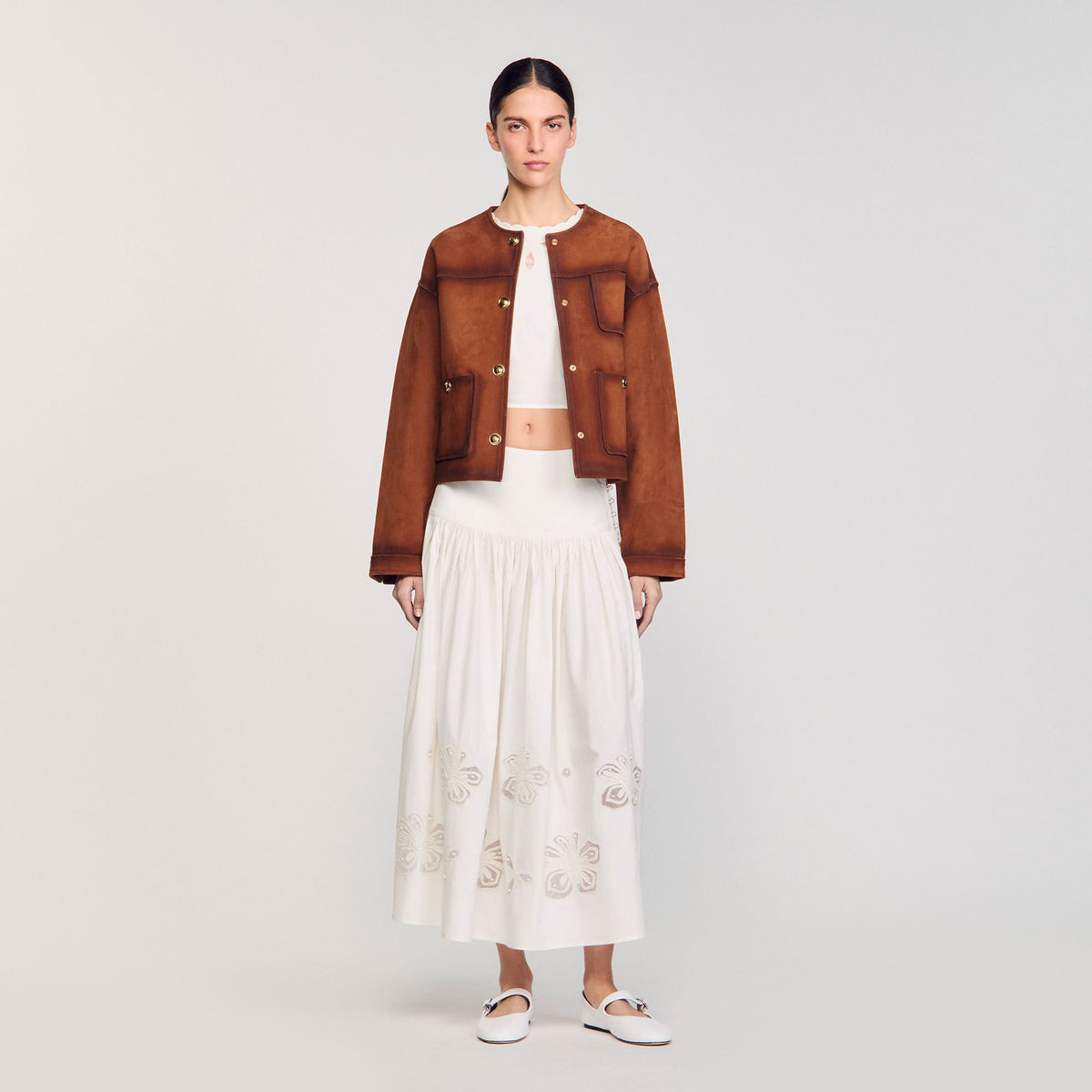 Maxi poplin skirt | Sandro