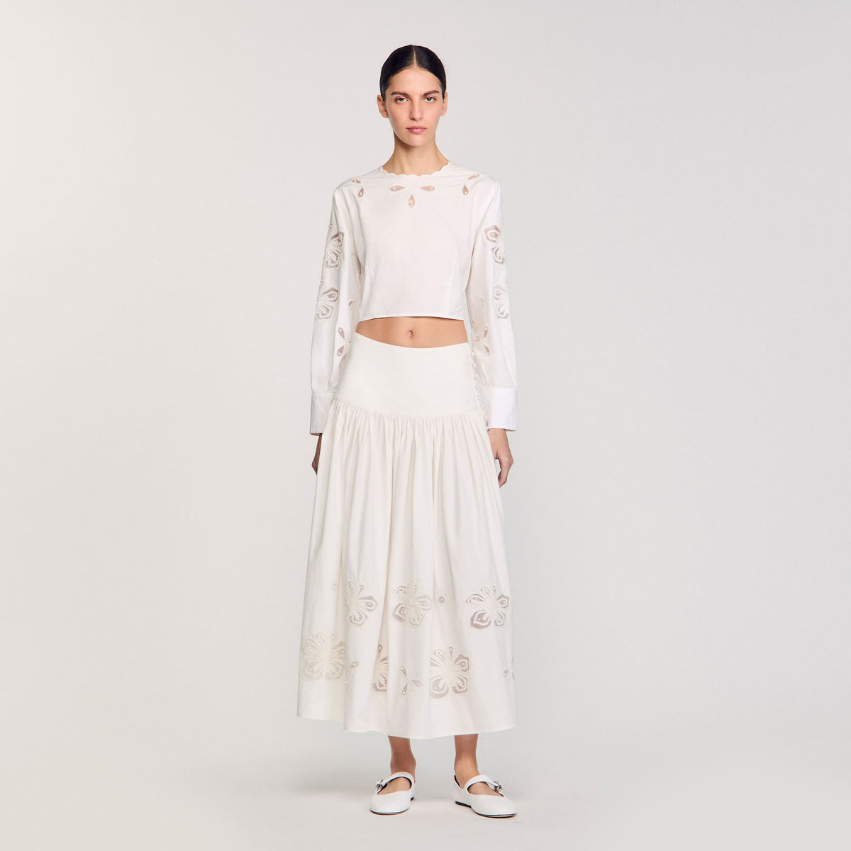Maxi poplin skirt | Sandro