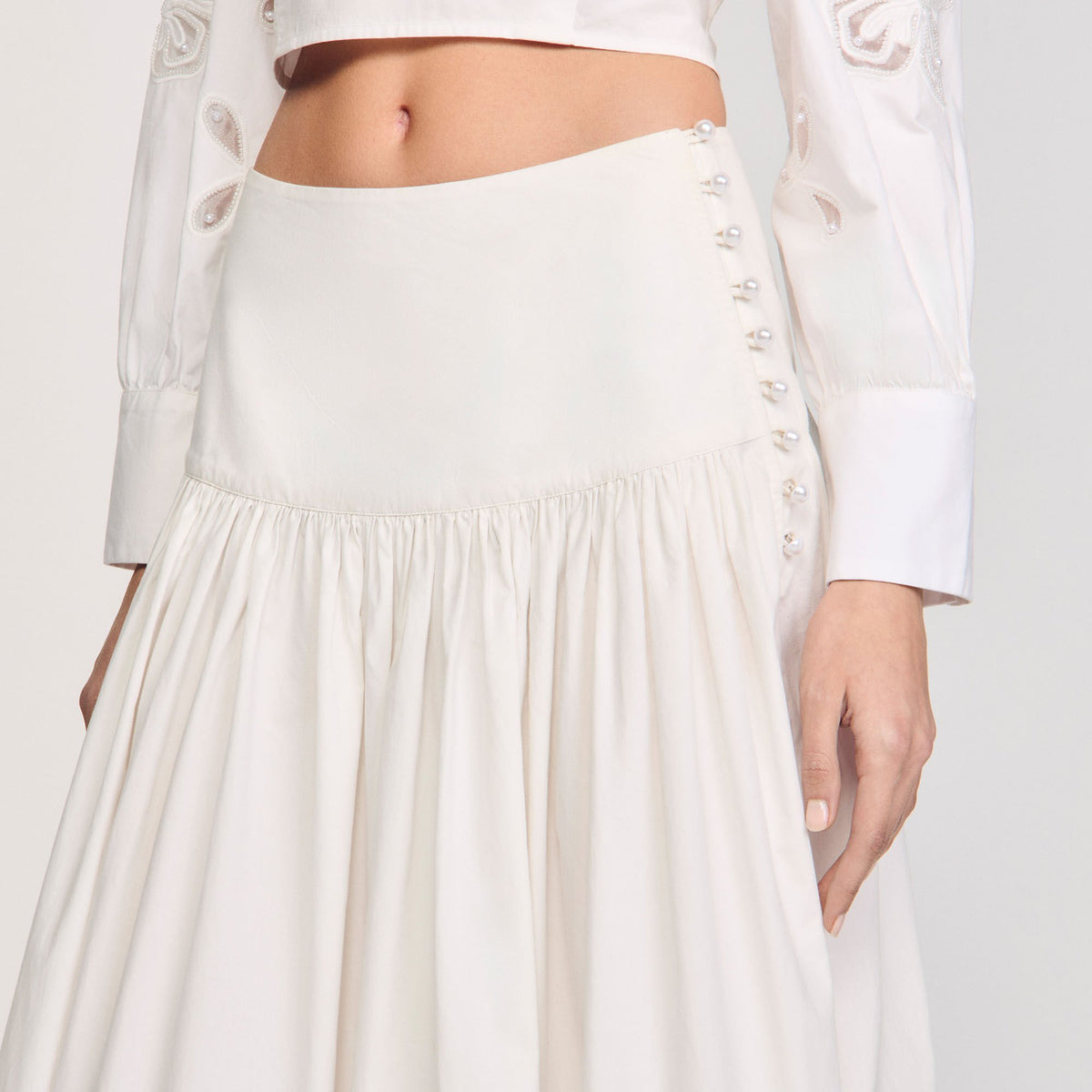 Maxi poplin skirt | Sandro