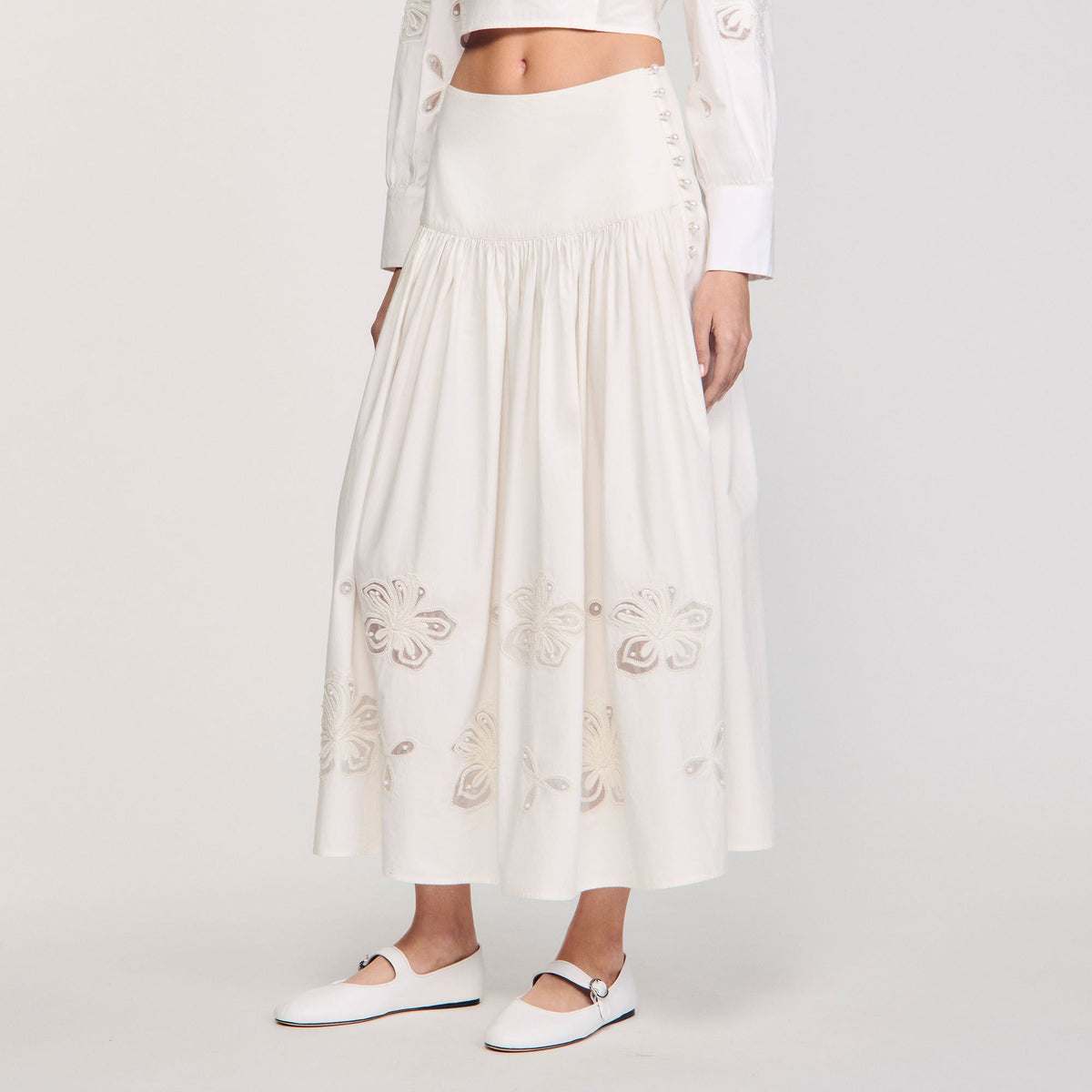 Maxi poplin skirt | Sandro