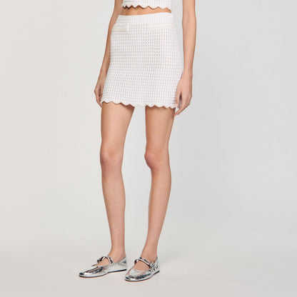 Mini pearl bead knit skirt | Sandro