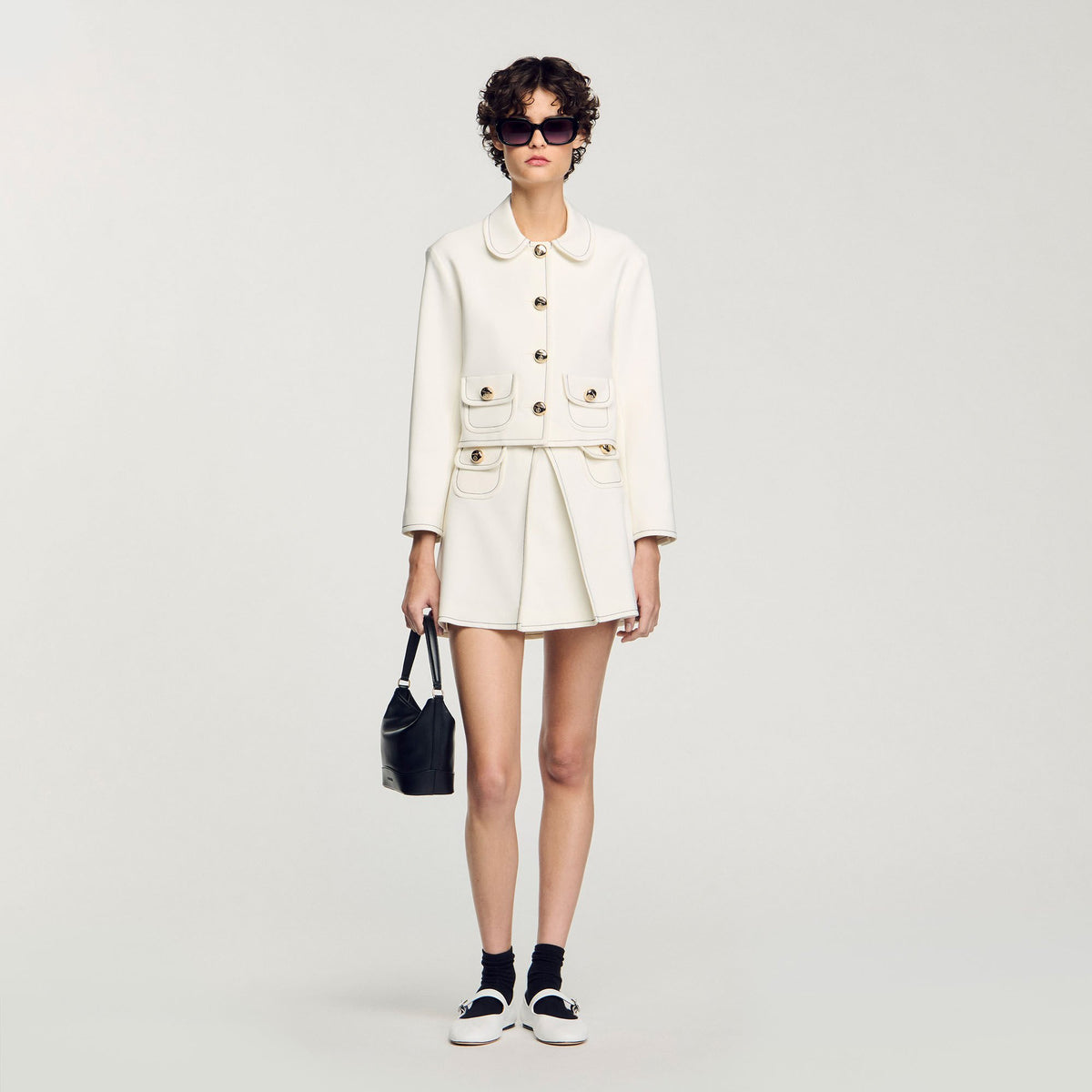 Mini box-pleated skirt | Sandro