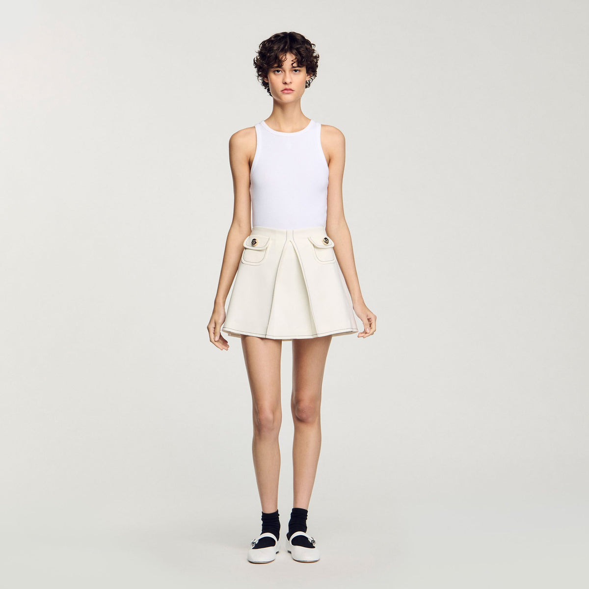 Mini box-pleated skirt | Sandro
