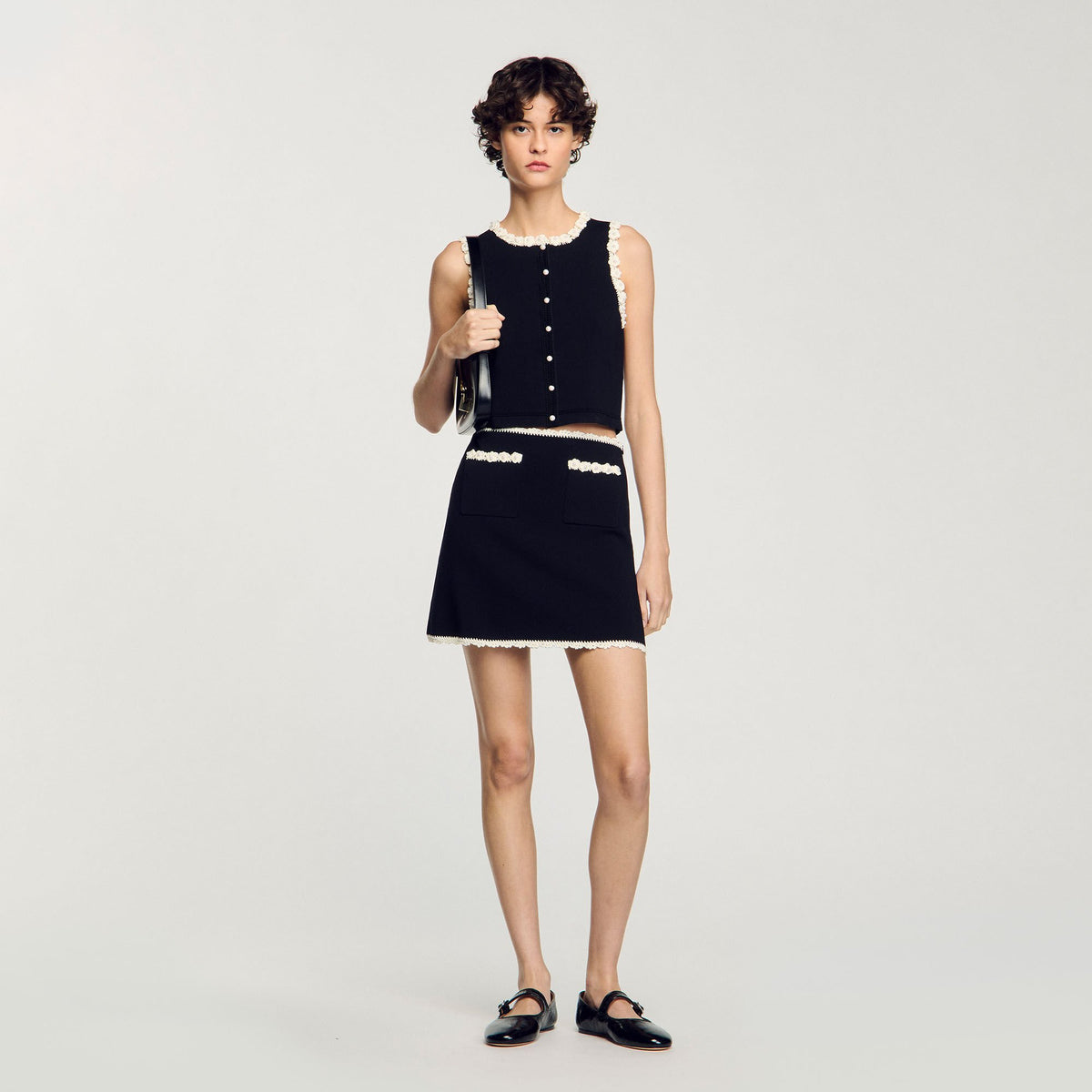 Mini skirt with crochet details | Sandro