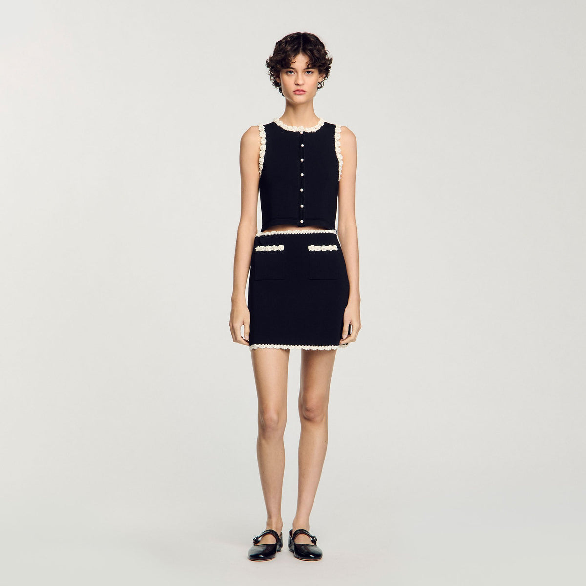 Mini skirt with crochet details | Sandro