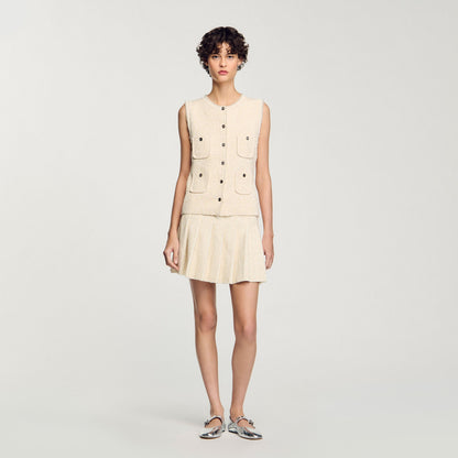 Mini tweed pleated skirt | Sandro