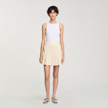 Mini tweed pleated skirt | Sandro