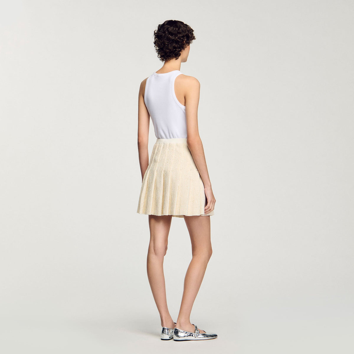 Mini tweed pleated skirt | Sandro