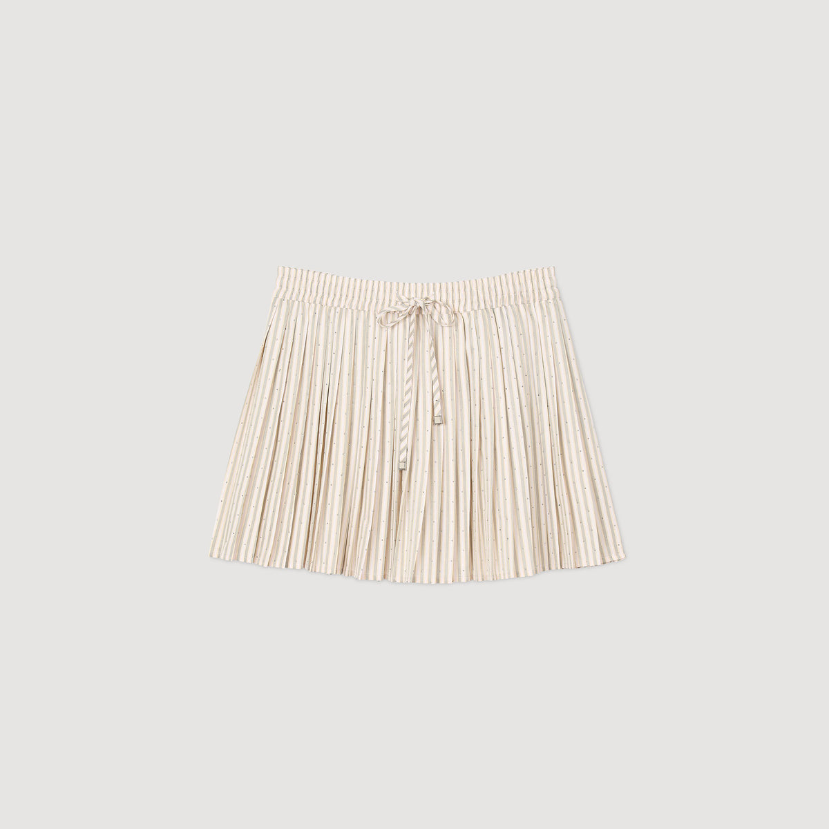 Rhinestone striped pleated skirt | Sandro