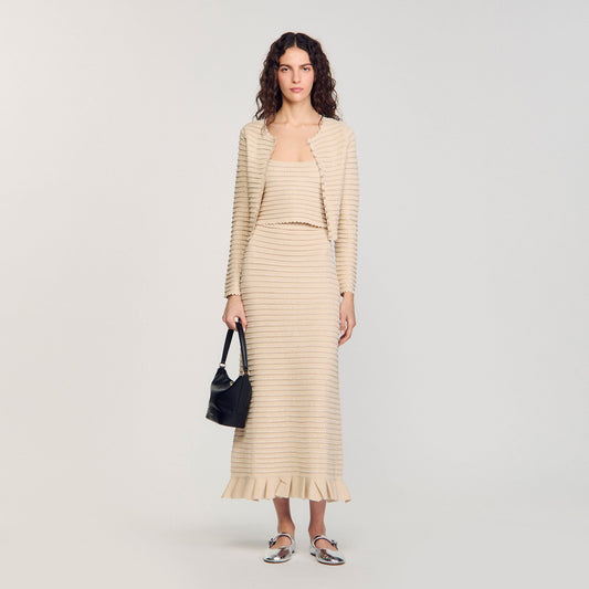 Rhinestone knit maxi skirt | Sandro