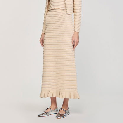 Rhinestone knit maxi skirt | Sandro