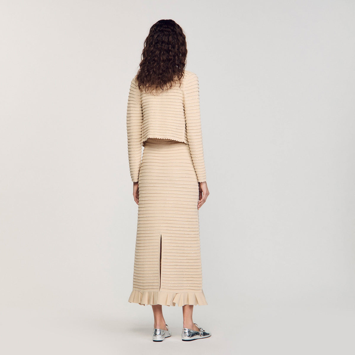 Rhinestone knit maxi skirt | Sandro