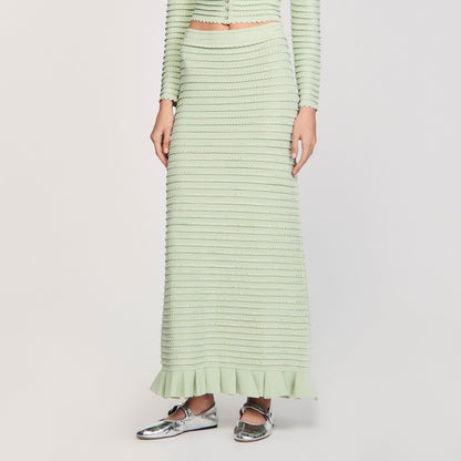 Rhinestone knit maxi skirt | Sandro