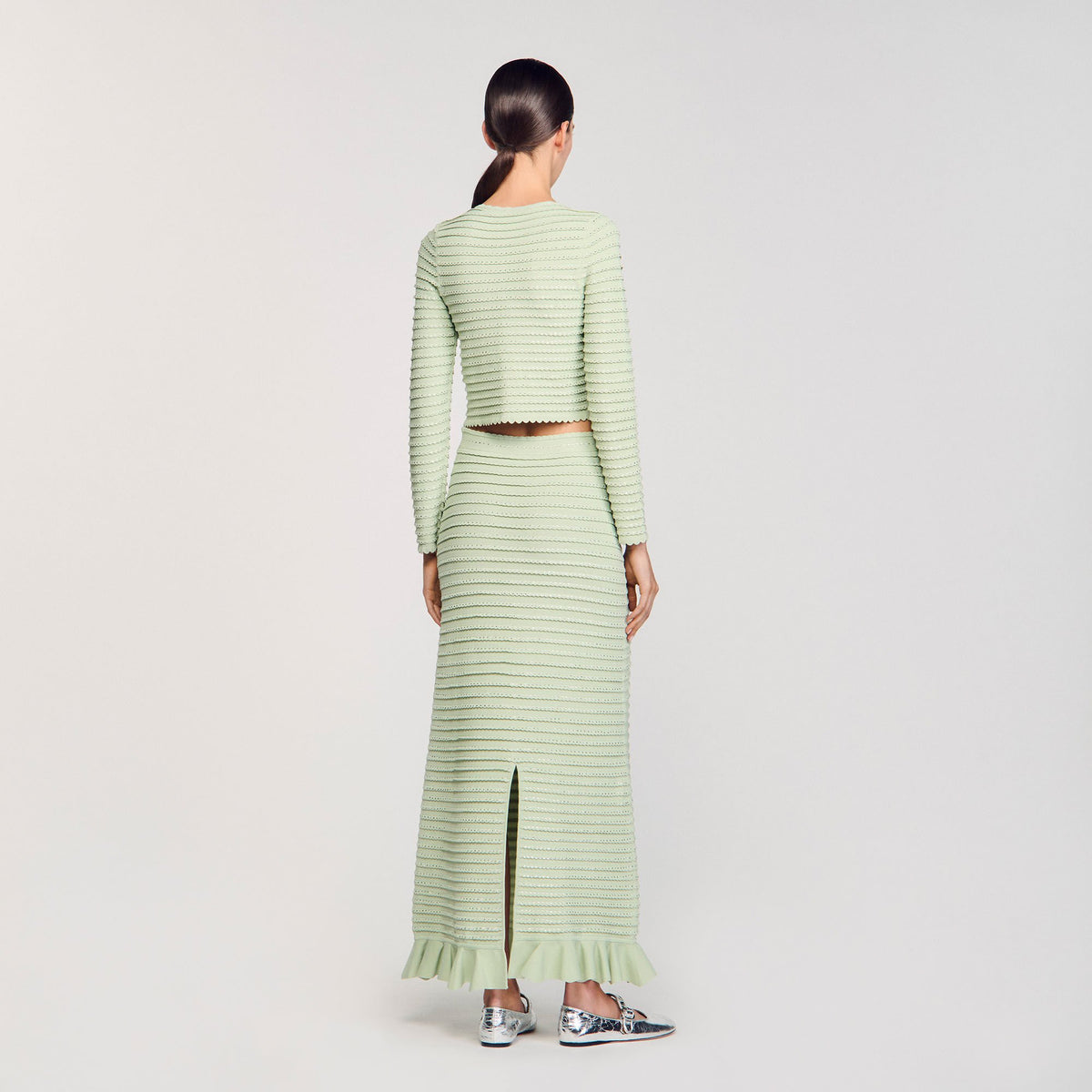 Rhinestone knit maxi skirt | Sandro