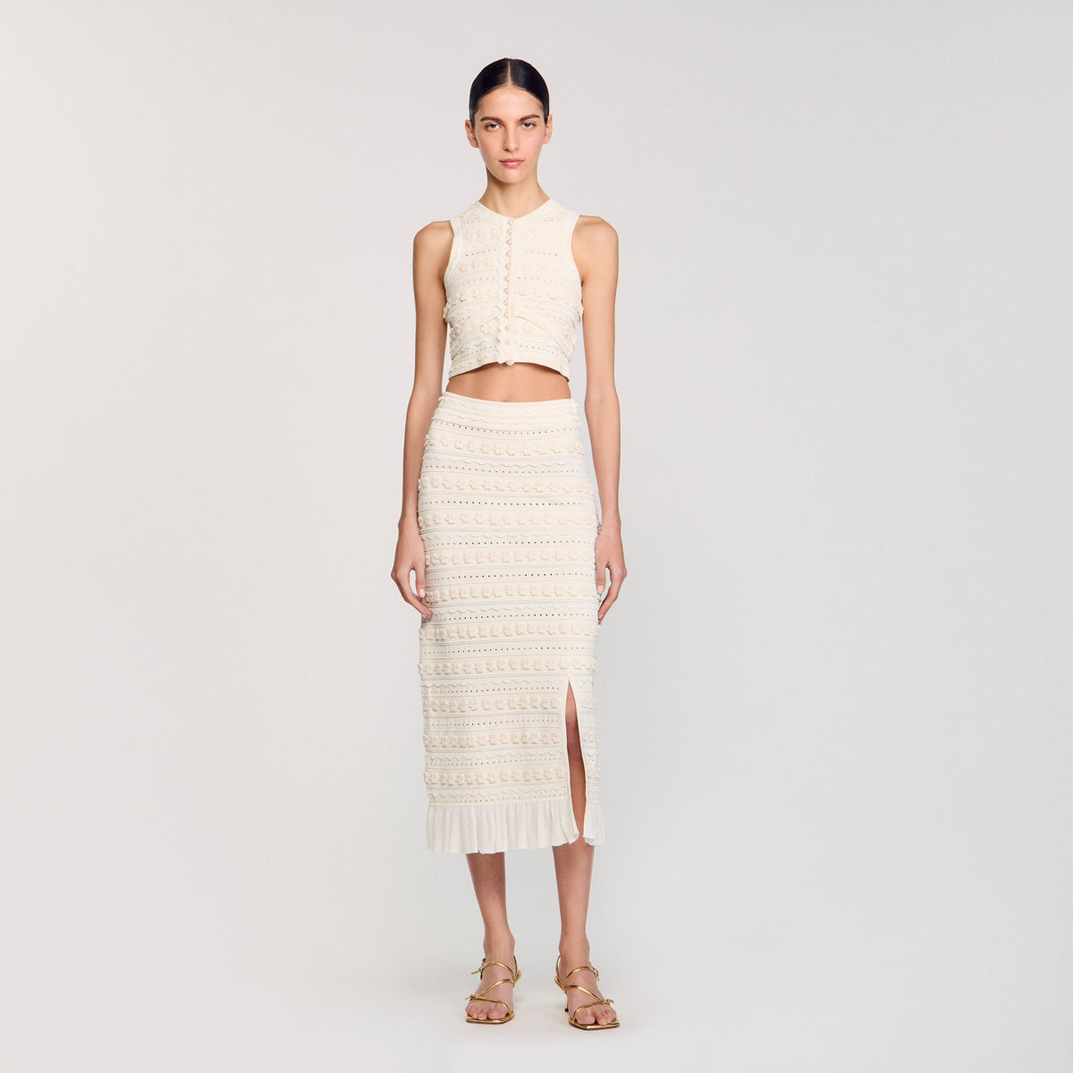 Maxi skirt with crochet detailing | Sandro