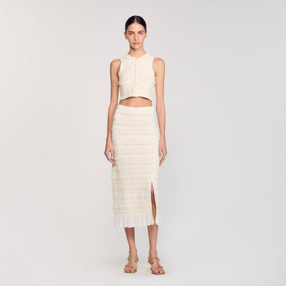 Maxi skirt with crochet detailing | Sandro