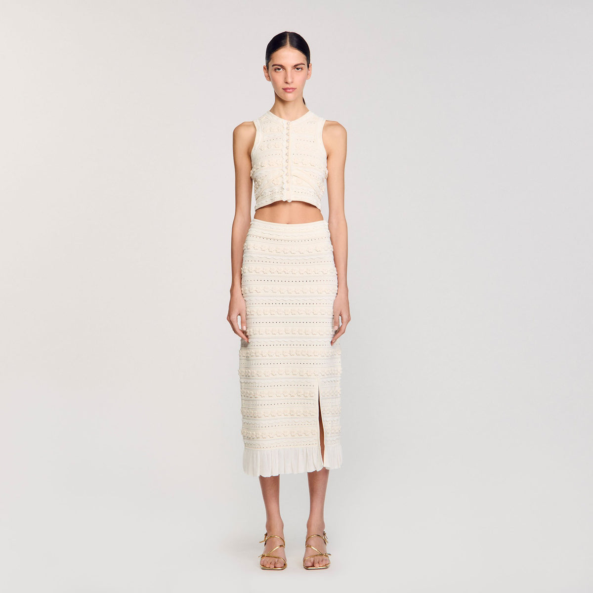 Maxi skirt with crochet detailing | Sandro