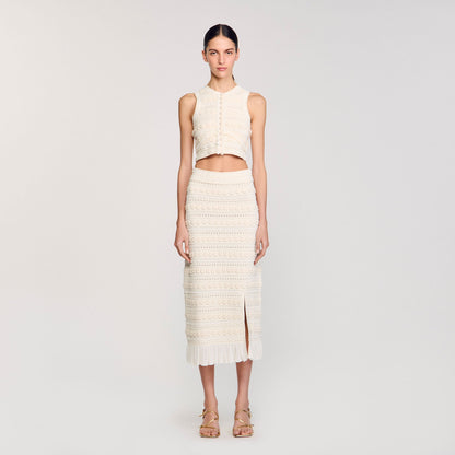 Maxi skirt with crochet detailing | Sandro