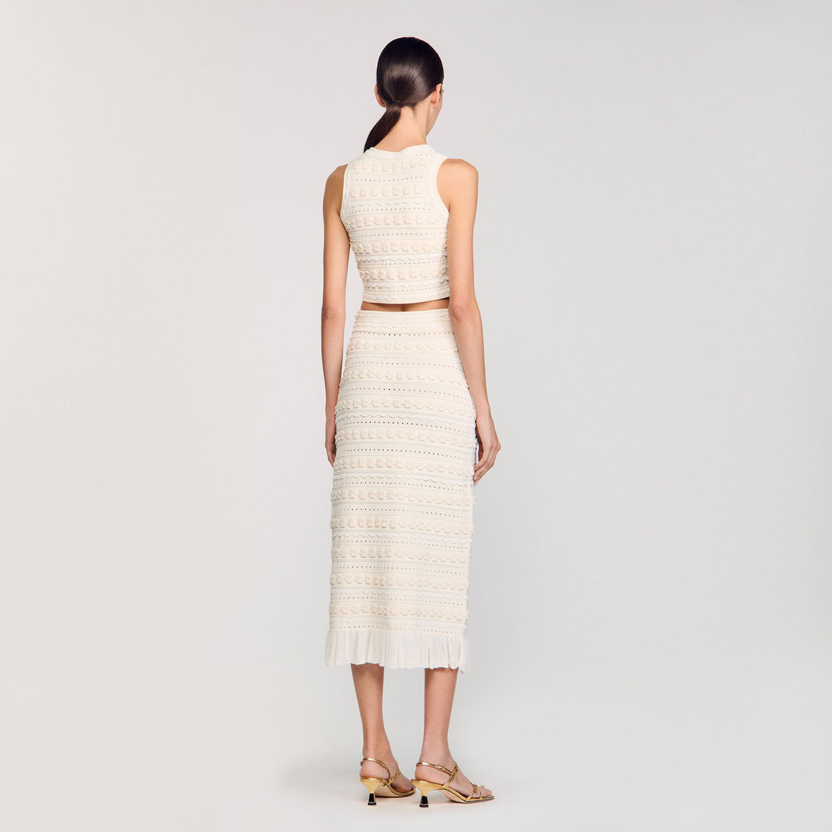 Maxi skirt with crochet detailing | Sandro
