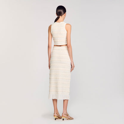 Maxi skirt with crochet detailing | Sandro