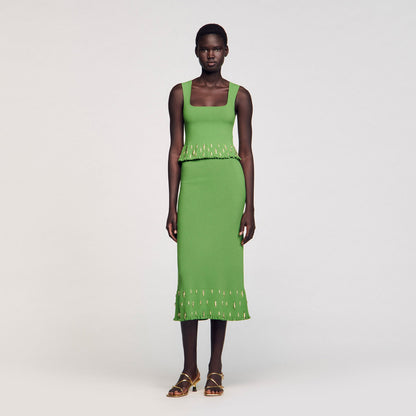 Maxi knit skirt with charms | Sandro