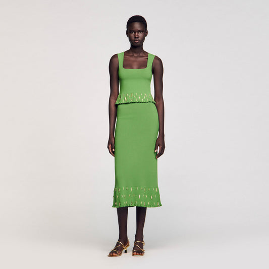 Maxi knit skirt with charms | Sandro