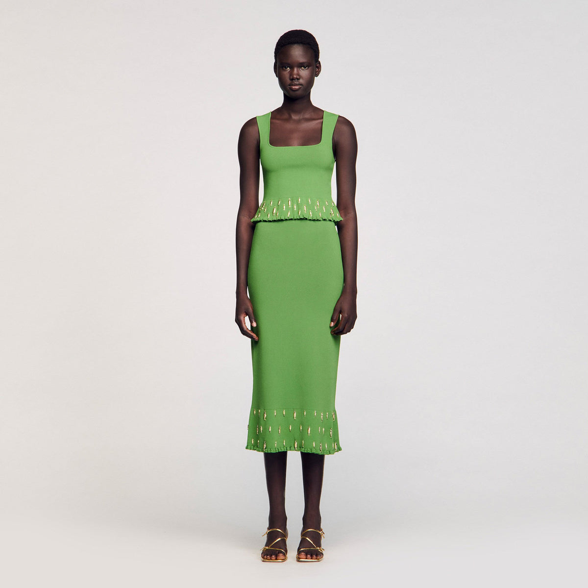 Maxi knit skirt with charms | Sandro
