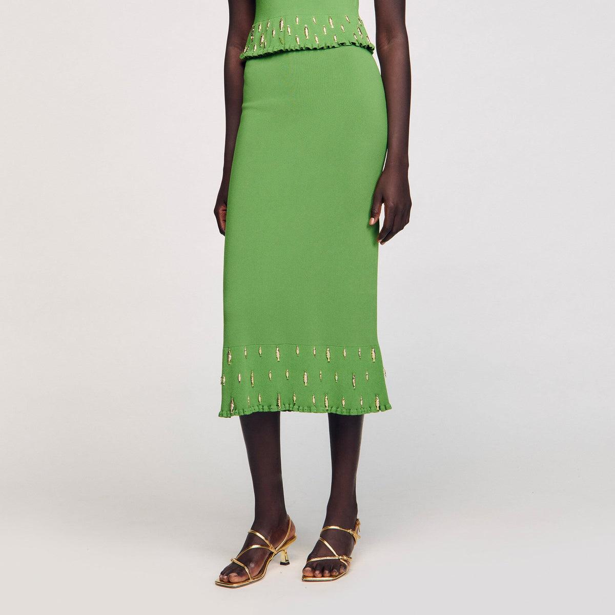 Maxi knit skirt with charms | Sandro