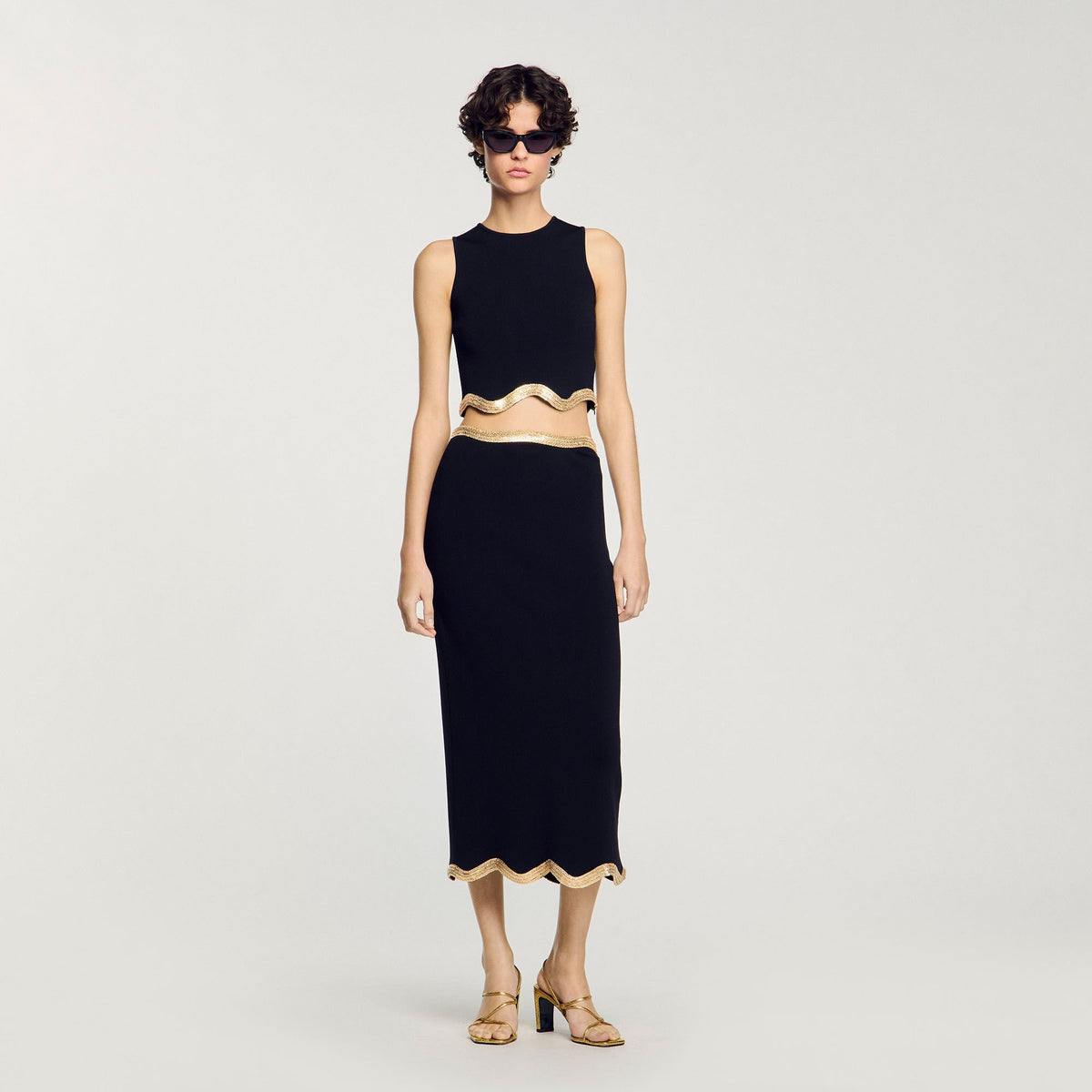 Maxi knitted skirt with chain detail | Sandro