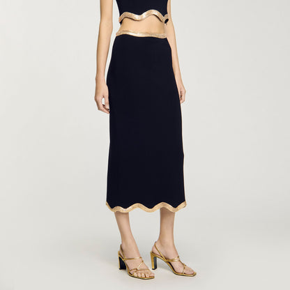 Maxi knitted skirt with chain detail | Sandro