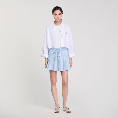 Mini pleated rhinestone skirt | Sandro